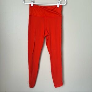 Athleta Women’s Orange Ribbed Elation Crossover 7/8 Leggings Size Small